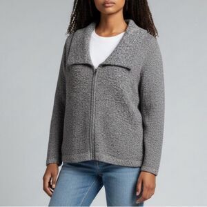J.Jill Women's Full Zip Heavy Collar Sweater